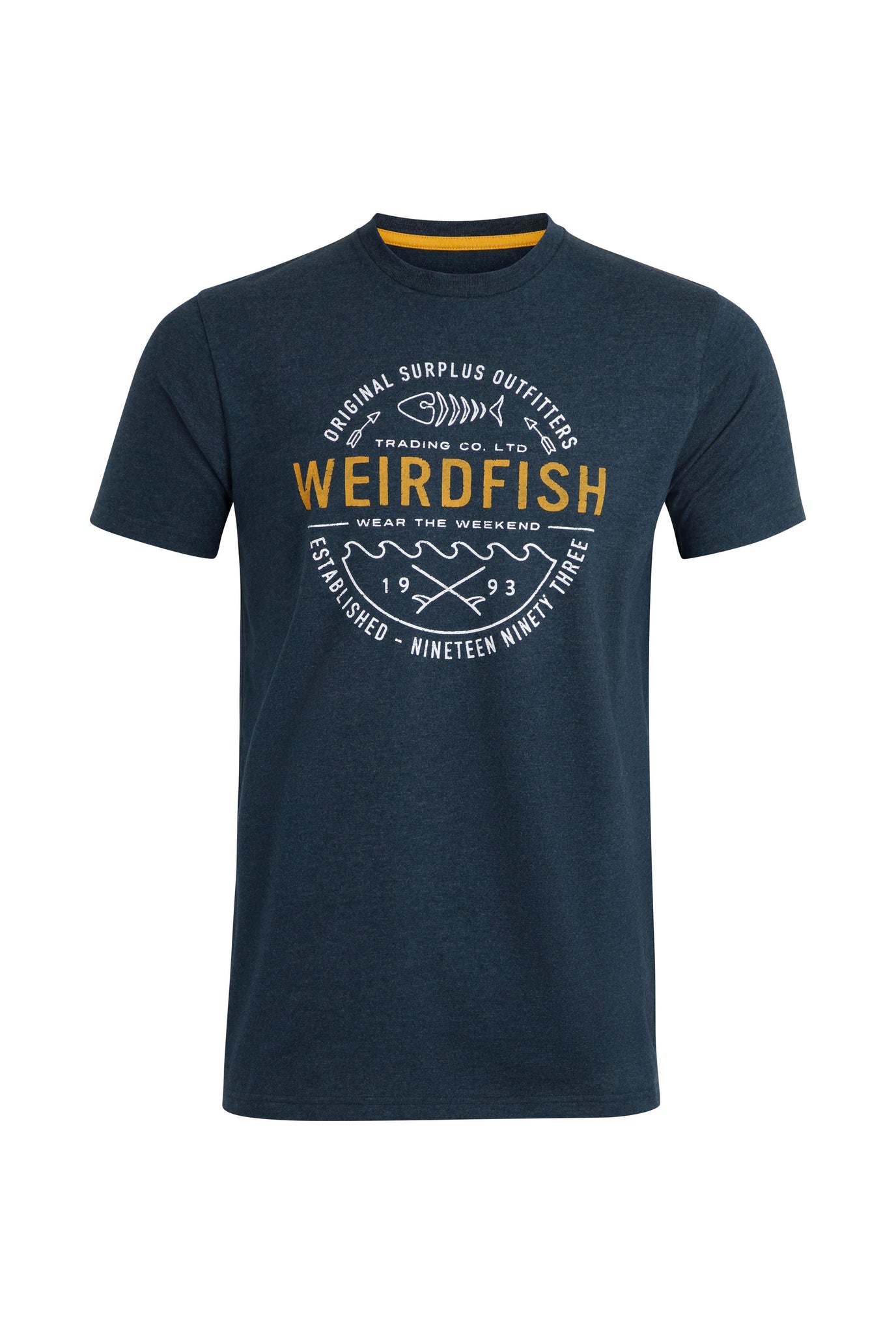Weird Fish Waves Graphic T-Shirt- Navy