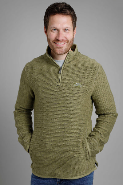 Weird Fish Stern 1/4 Zip Eco Macaroni Olive