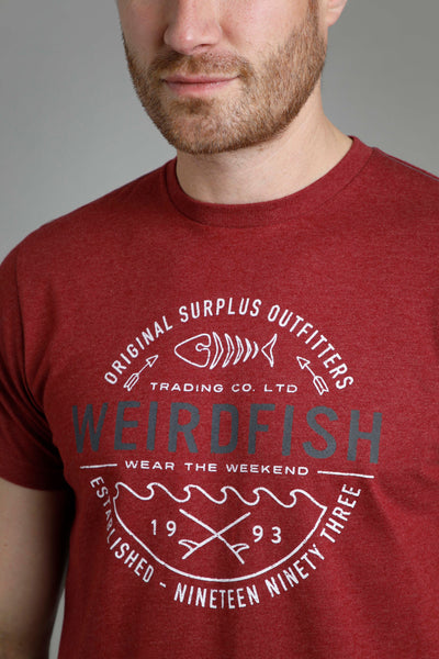 Weird Fish Waves Graphic T-Shirt- Garnet
