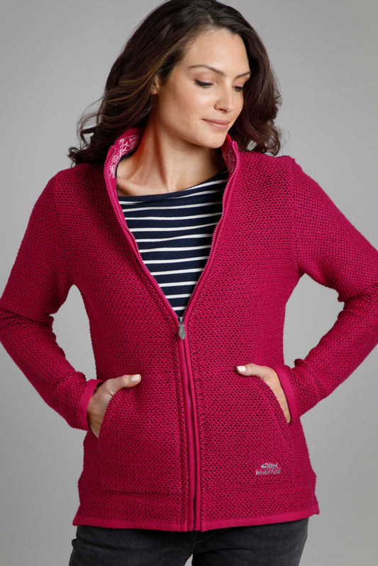 Weird Fish Sontee Full Zip Macaroni - Berry