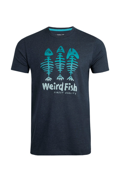 Weird Fish Skeleton Graphic T-Shirt- Navy