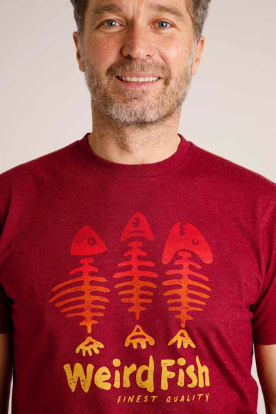 Weird Fish Skeleton Graphic T-Shirt- Garnet