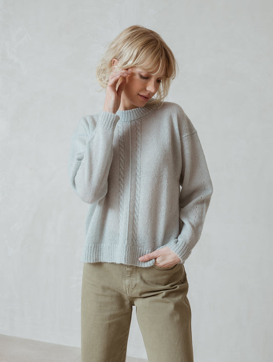 INDI & COLD Round Neck Knit- AQUA