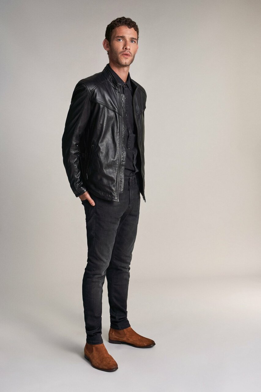 LEATHER BIKER JACKET BLACK