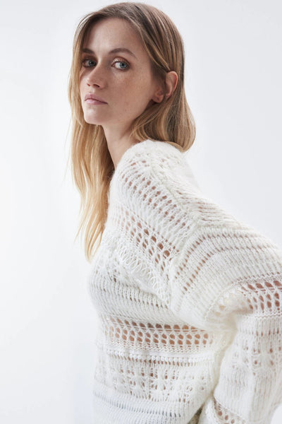 Salsa Knitted Jumper with lace detail- Beige