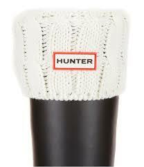 HUNTER stitch cable boot socks  white
