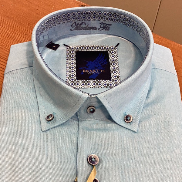 Benetti Oxford S/S Shirt- Aqua