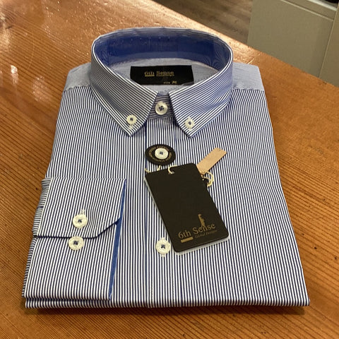 6th Sense Stripe Shirt-blue