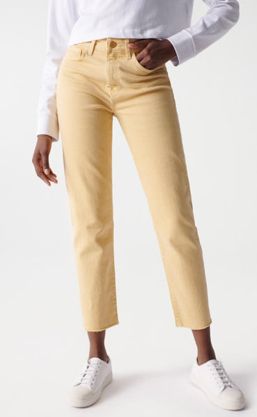 Salsa Cropped True Slim Unbleached Jeans Yellow