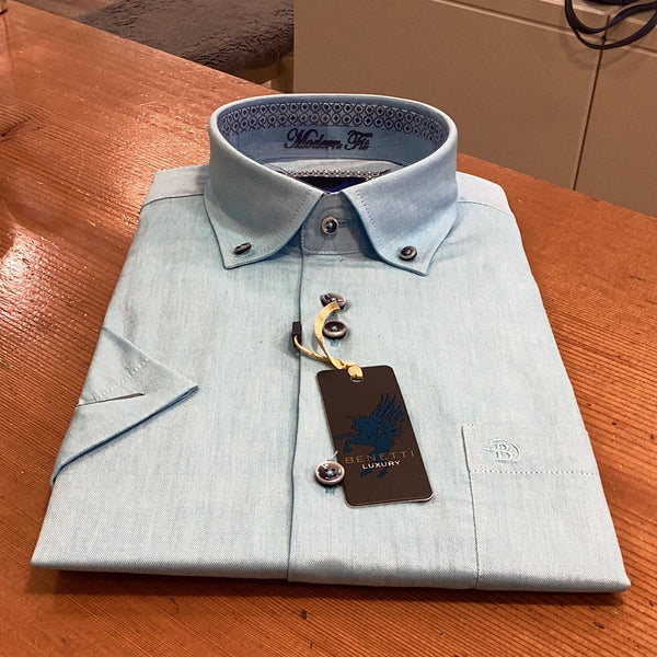 Benetti Oxford S/S Shirt- Aqua