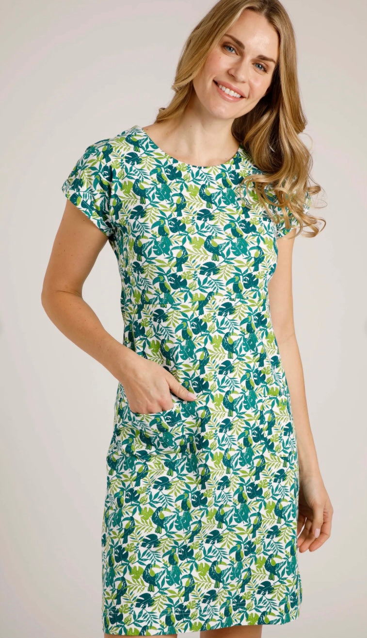 Weird Fish Tallahassee Organic Jersey Dress Kiwi Kiwi