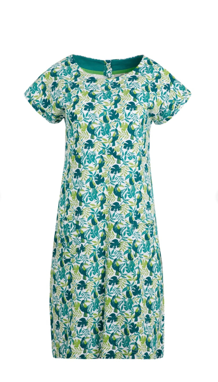Weird Fish Tallahassee Organic Jersey Dress Kiwi Kiwi