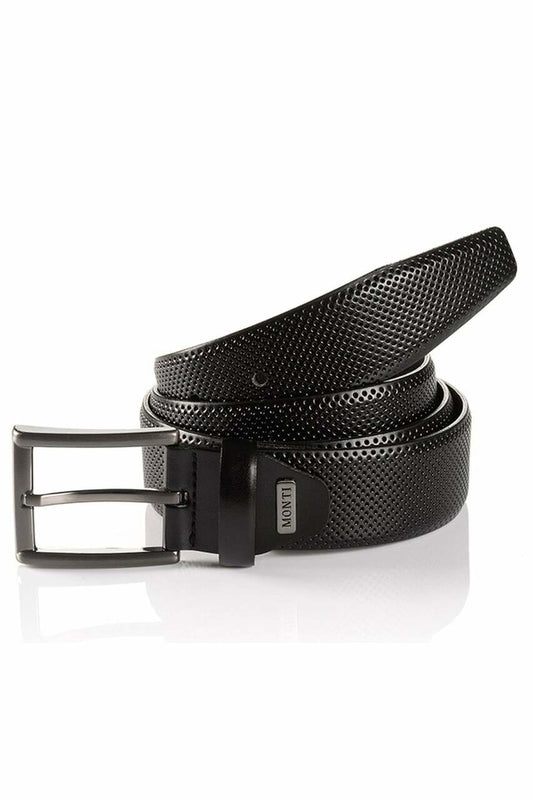 Monti Leather Belt-Black Grain
